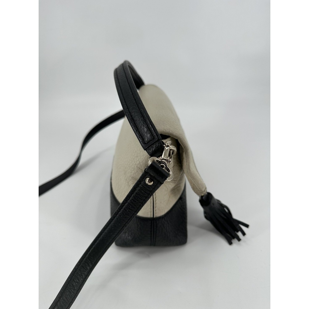 Kate‎ Spade Black and Cream Pebbled Leather Crossbody Foldover Bag - Picture 7 of 16